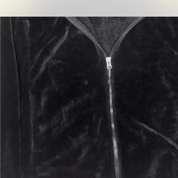 Black Velvet faux fur  Zip-Up Jacket - Picture 8 of 8
